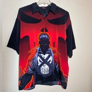 Vintage 2001 Marvel The Punisher Short Sleeve Button up.  3X